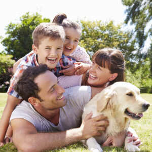 foster family with dog