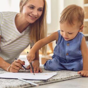 img of a woman and a toddler coloring